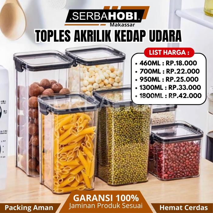 Gambar Toples Penyimpanan Kaca / Akrilik Kedap Udara Vacuum - Akrilik 460ml dari Serba Hobi Makassar undefined Tokopedia