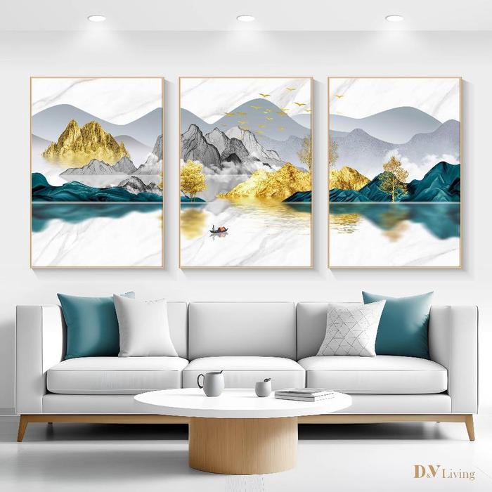Gambar DVLIVING Hiasan Dinding Ruang Tamu Minimalis 80x57cm&40x57cm Mountain Green Blue INCLUDE FRAME- Lukisan Dinding Aesthetic Ruang Tamu Pemandangan Hijau - Wall Decor Besar- Home Decor- Industrial decor-Japandi Decor- Lukisan Kanvas-Pajangan Rumah Estetik - MNTB C (1), 40x57cm (KIRI) dari Prima Jaya Furtindo undefined Tokopedia