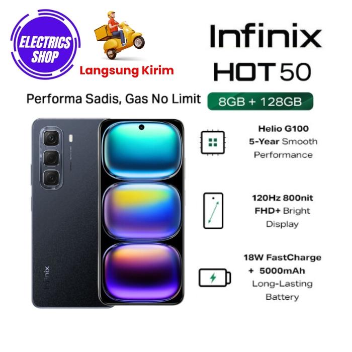 Gambar Infinix Hot 50 8/128 GB Garansi Resmi INFINIX - Hitam dari electrics shop undefined Tokopedia