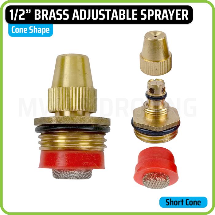 Gambar 1/2" Brass Adjustable Sprayer / Sprinkler, Cone Shape | Nozzle Semprot Kuningan 1/2" Model Kerucut - Short dari MW Hydro Tangerang undefined Tokopedia