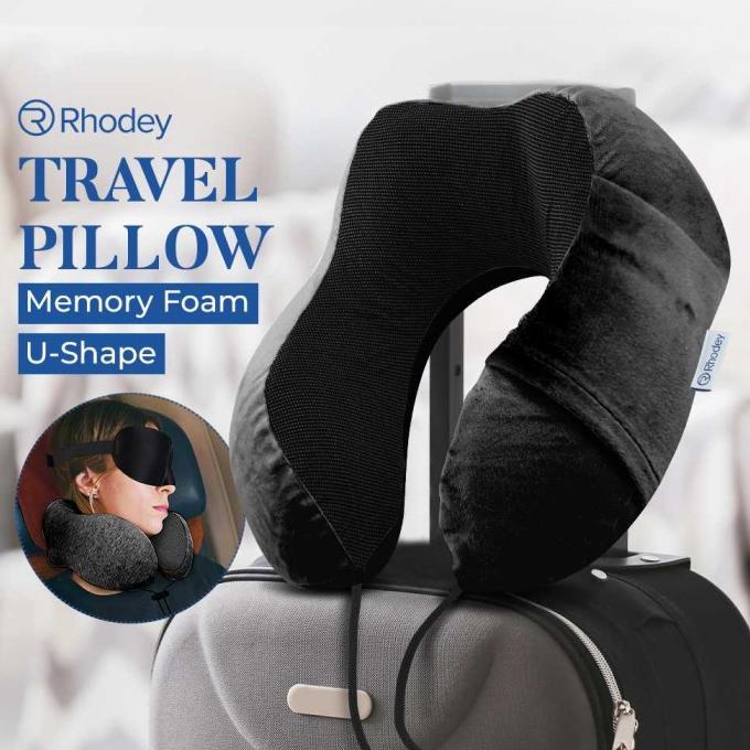 Gambar Bantal Leher U-Shape Neck Pillow Memory Foam Bantal Leher Bantal Kepala Travel - Hitam dari Putri Cahaya undefined Tokopedia