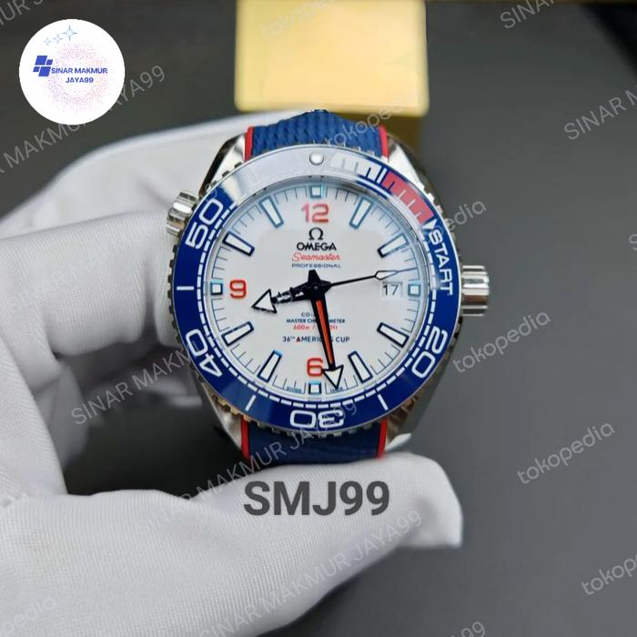 Jual JAM TANGAN PRIA OMG SEA SEAMASTER PLANET OCEAN 600M BLUE DIAL