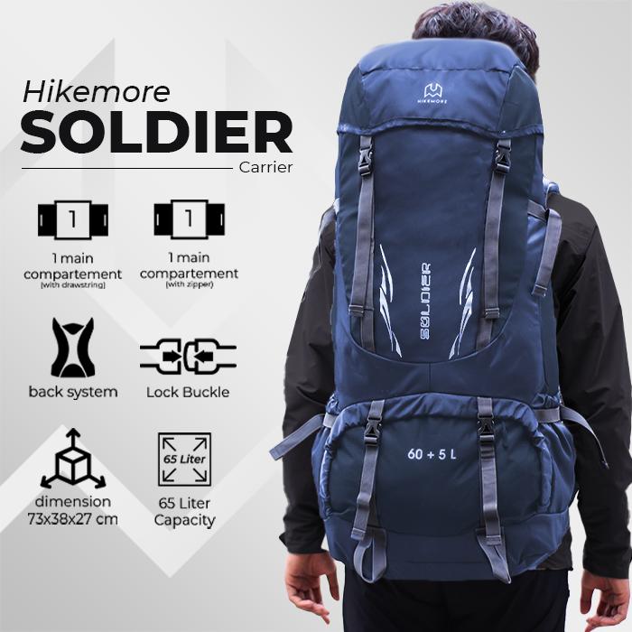Gambar Backpack Outdoor Tas Gunung Carrier Hikemore Soldier Original - NAVY 60 L dari Riung Adventure undefined Tokopedia
