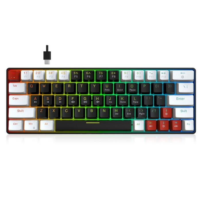 Gambar NYK MKN-07 Helens63 Keyboard Gaming Mechanical 63 Keys Removable - BLACK WHITE, RED dari Mantap Baru undefined Tokopedia