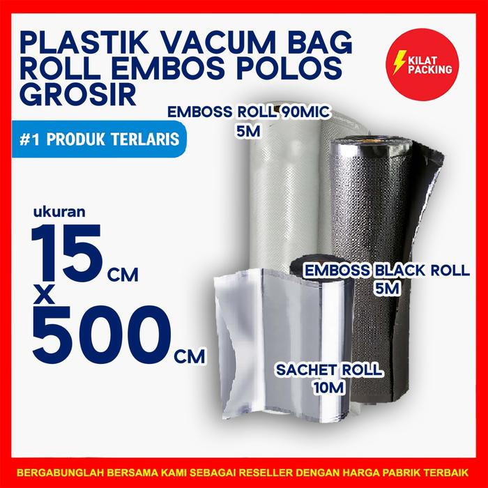 Gambar PLASTIK VACUUM VACUM SEALER EMBOSSED EMBOSS EMBOS ROLL VARIAN 15x500 - SachetRoll 15cm dari kilat packing undefined Tokopedia