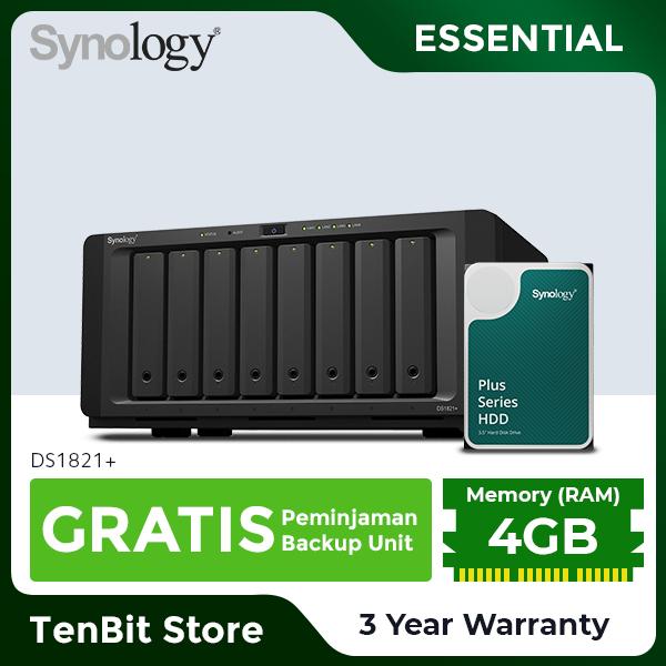 Gambar SYNOLOGY DS1821+ DiskStation 8 Bay NAS Storage Server Backup Desktop - Garansi Essential - 2x HAT3310-8T dari Tenbit Store undefined Tokopedia