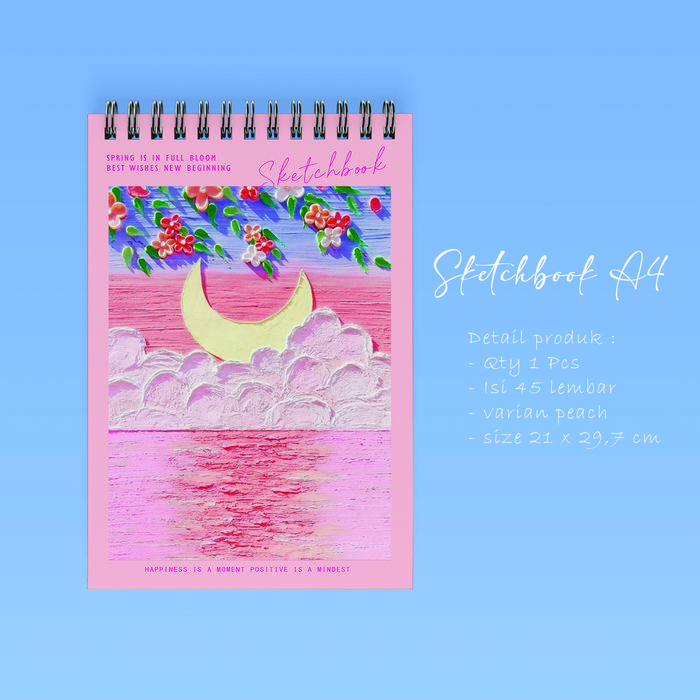 Gambar [NEW!!!] Sketchbook A4 Buku Gambar A4 Buku Sketsa Vertikal Jilid Spiral 45 Lembar / 90 Halaman - PEACH dari Bani Kertas undefined Tokopedia