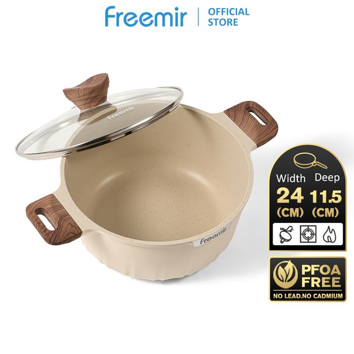 Gambar [NEW] freemir Mus Series Casserole Pan 24/20 Cm Panci Sup Anti Lengket Pot Non Stick Die Cast - Putih 24cm dari freemir Electric Official Store undefined Tokopedia
