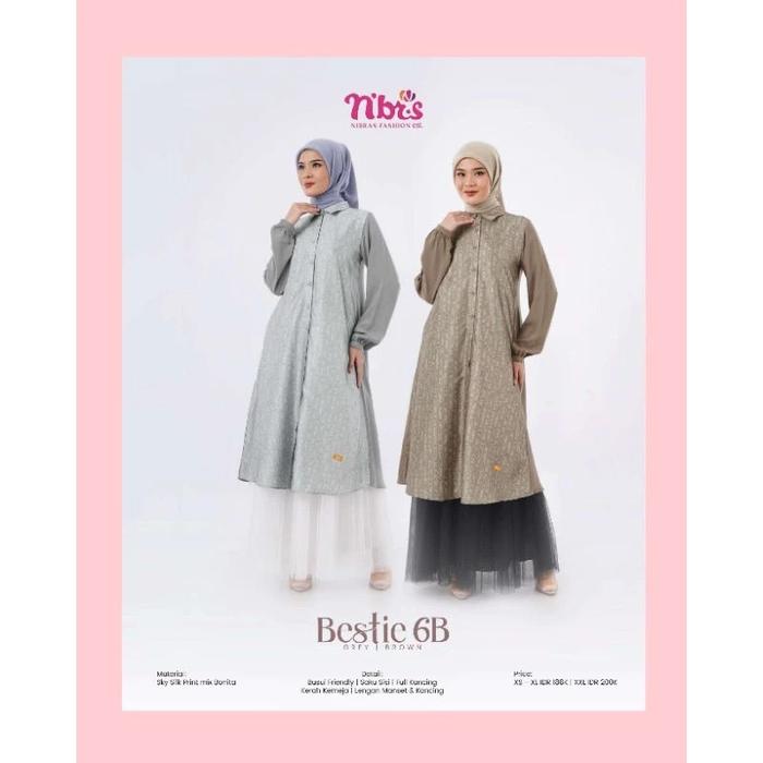 Gambar NIBRAS Tunik Bestie Series 6B Baju Atasan Blouse Dewasa Terbaru Motif Fashion Muslim Wanita - GREY, S dari Nibras Elzatta Pondok Gede undefined Tokopedia
