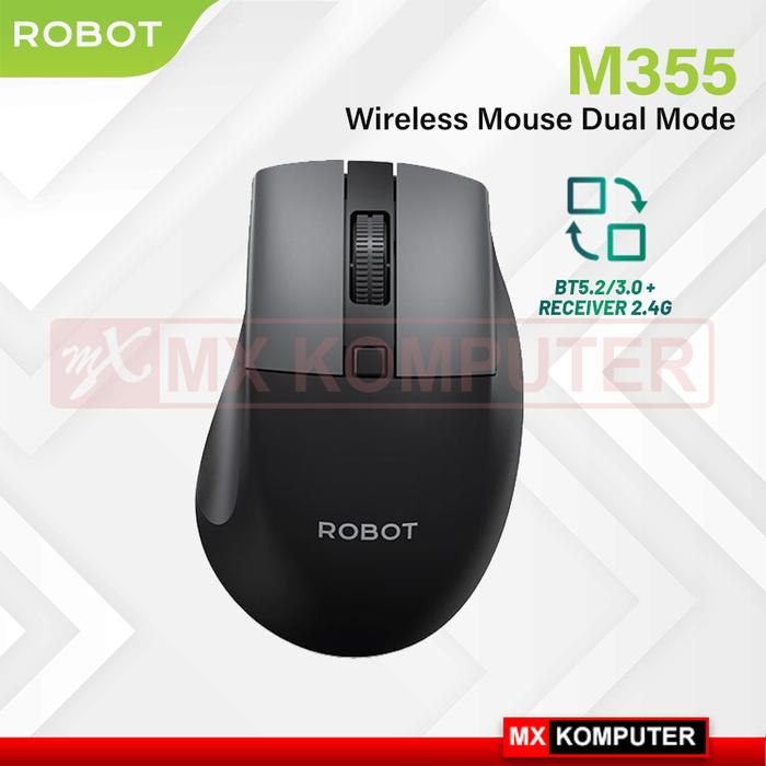 Gambar Robot M355 Mouse Multi Device Dual Mode Bluetooth 5.0 + Wireless 2.4G Silent Click PC Laptop - Hitam dari MXKomputer_NEW undefined Tokopedia