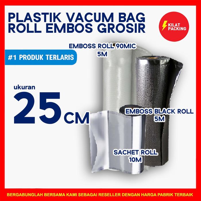 Gambar PLASTIK VACUUM VACUM VAKUM EMBOSSED EMBOSS EMBOS ROLL 25x500 VARIAN - Hitam dari kilat packing undefined Tokopedia