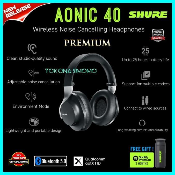 Gambar Best Seller Shure Aonic 40 Wireless Noise Cancelling Headphones - BLACK dari MarketXpresss undefined Tokopedia
