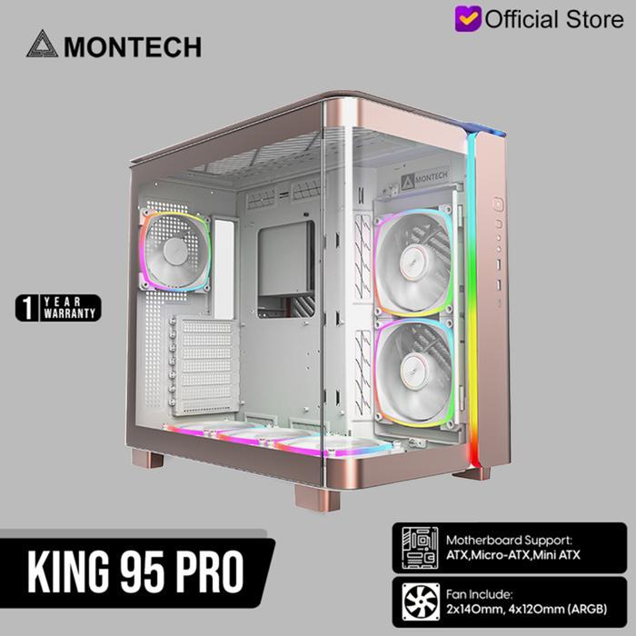 Gambar MONTECH KING 95 PRO MID Tower ATX Case - Rose Gold dari Gamer's Outpost undefined Tokopedia