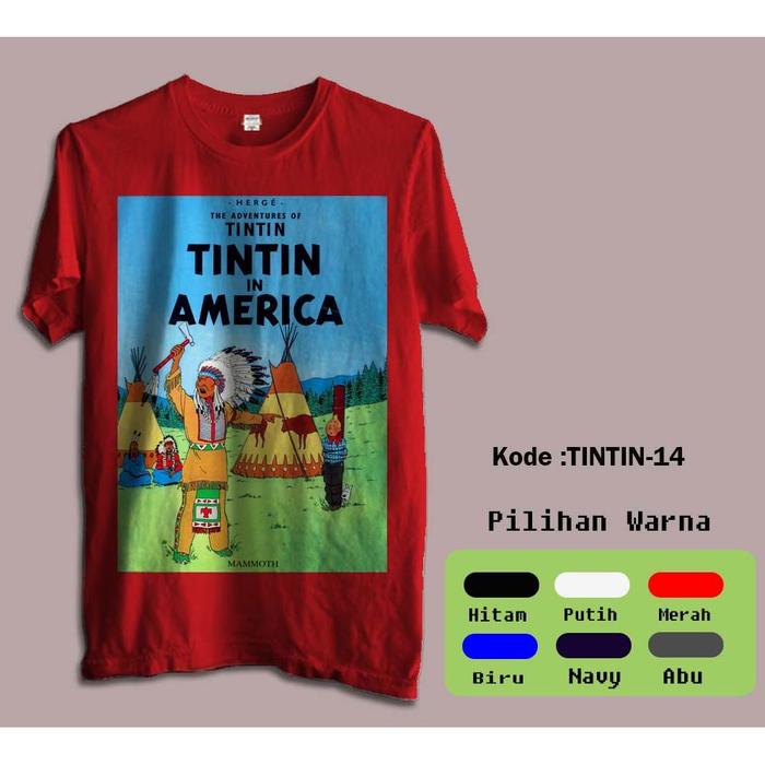 Gambar Kaos Film The Adventures Tintin 14 - S, Merah dari sablon aldila undefined Tokopedia