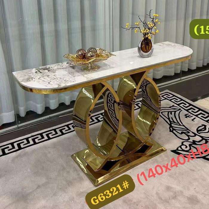 Gambar Meja Konsul Import | Console Table | Meja konsul- Top Table Marmer - Stainless Gold Mirror - 140x40x80cm -medan dari VW SHOP MEDAN undefined Tokopedia