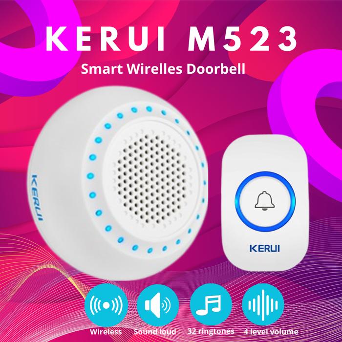 Gambar KERUI Bel Pintu Rumah Wireless M523 Transmitter F50 Waterproof Doorbell Multi Tone Memory - 1 Recv + 1 Tran, Putih dari Asyam Weiseman undefined Tokopedia