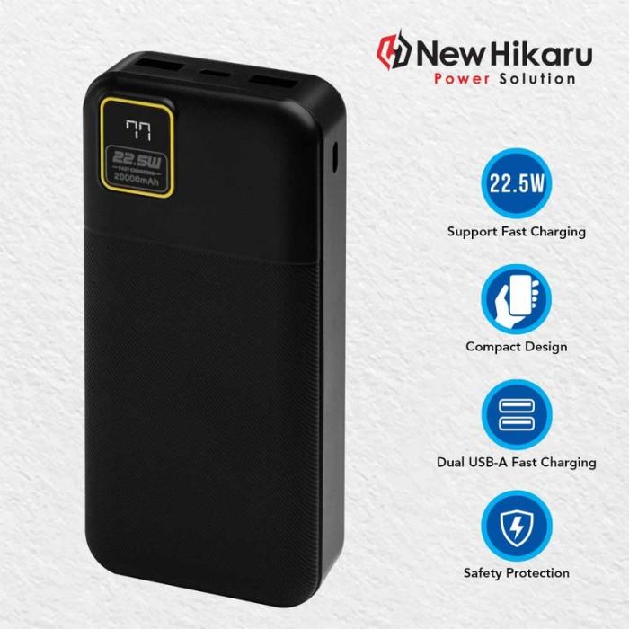 Gambar Hikaru - Powerbank 20.000mAh Fast Charging 22,5w - Black, 20000 mAh dari Mulia Premium Acc undefined Tokopedia