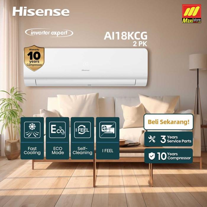 Gambar HISENSE AI18KCG AC Split Inverter 2 PK Fast Cooling & Self-Cleaning - UNIT AC SAJA dari Maxi Store Makassar undefined Tokopedia