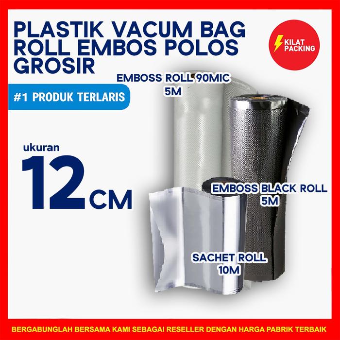 Gambar PLASTIK VACUUM VACUM SEALER EMBOSSED EMBOSS EMBOS ROLL VARIAN 12x500 - SachetRoll 12cm dari kilat packing undefined Tokopedia