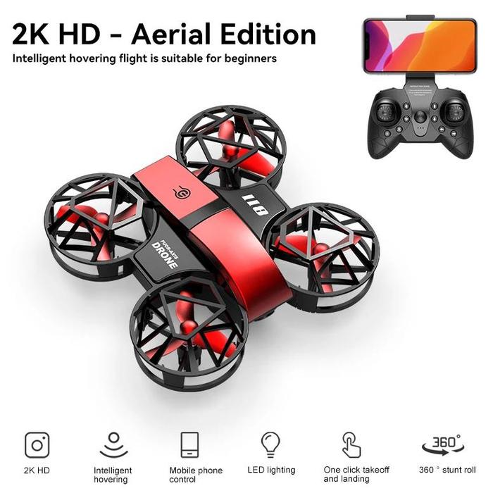 Gambar Xiaomi 811 Mini Drone 4k profession 2K HD 1080P Wide Angle Camera WiFi FPV RC Dron Height Keep Drones Helicopter Kids Toys New - 2K 1Battery Red dari JohnLasalu undefined Tokopedia