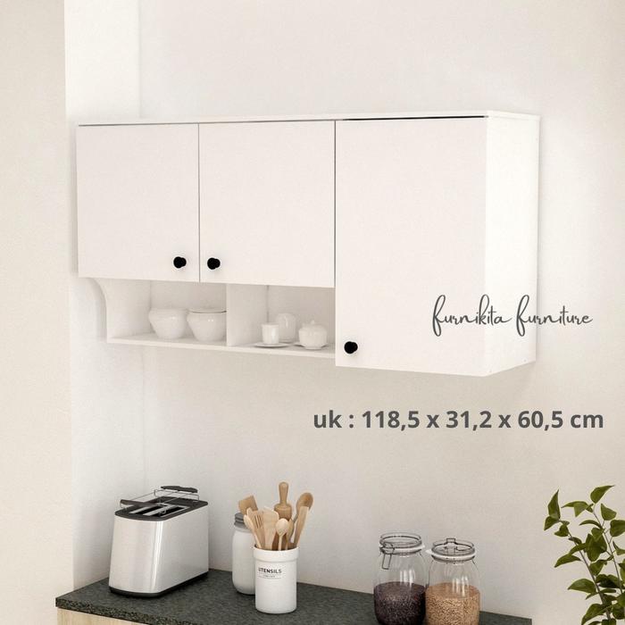 Gambar - KITCHEN SET 3 PINTU ADELIA RAK PIRING GANTUNG Furniture Minimalis [PARBUB] - Putih dari Furnikita undefined Tokopedia