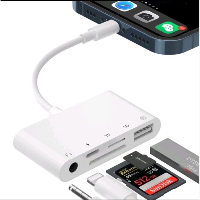 Gambar Lightning to OTG USB SD TF Card Reader 4 in 1 camera Adapter - 5 in 1 dari Tamba online medan undefined Tokopedia