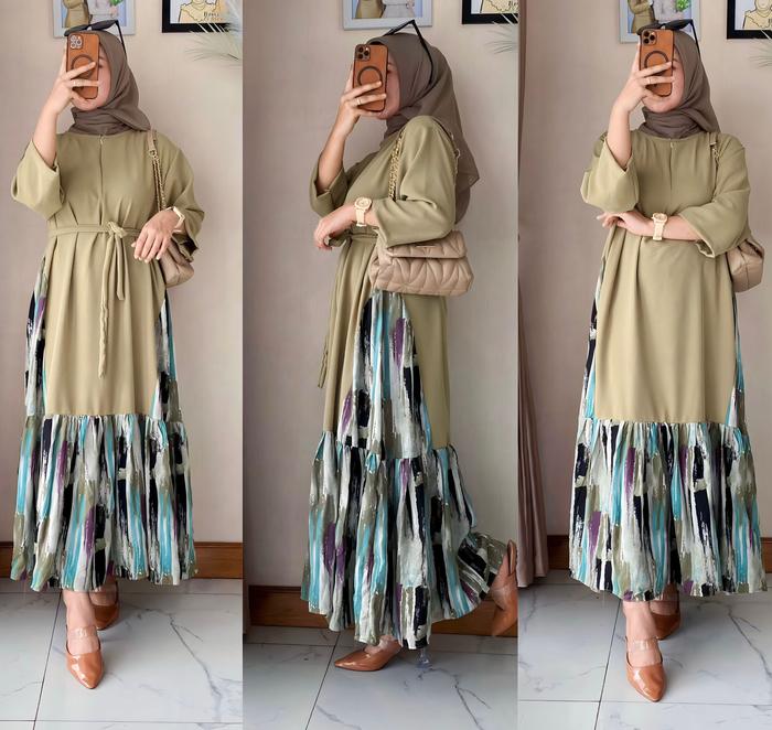 Gambar Luppy Midi Dress Wanita Kombinasi Motif Rayon - Motif 1 dari immortal indonesia undefined Tokopedia