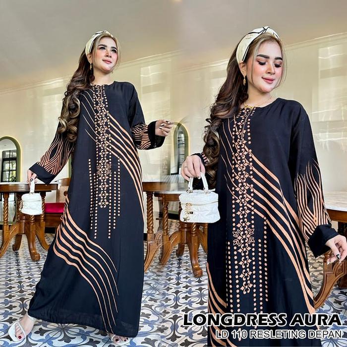 Gambar DASTER LONGDRESS LENGAN PANJANG/DASTER BATIK HITAM PANJANG BUSUI BUMIL - LDH AURA dari adindabatikbutik undefined Tokopedia