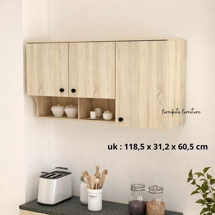 Gambar - KITCHEN SET 3 PINTU ADELIA RAK PIRING GANTUNG Furniture Minimalis [PARBUB] - Cokelat dari Furnikita undefined Tokopedia