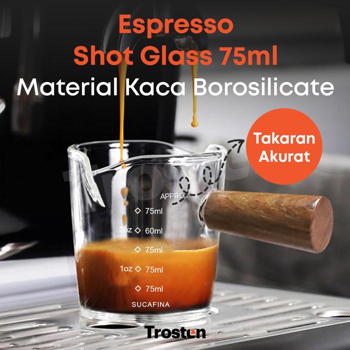 Gambar Espresso Shot Glass 75ml Wooden Handle - Gelas Takar Kopi 2,5 Oz - 75ml-W.Handle dari Trosten undefined Tokopedia