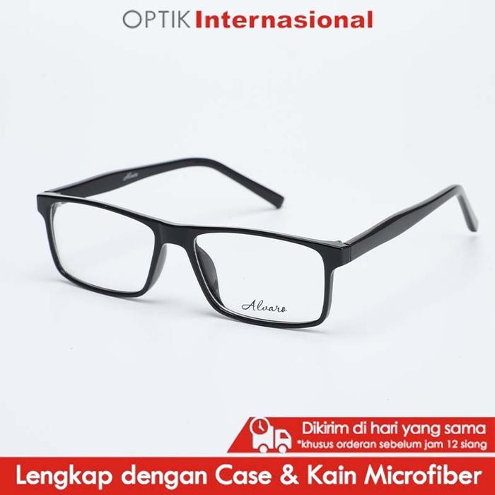 Gambar ALVARO ALV001 Frame Kacamata Pria Square Simple FREE Lensa Minus - S. BLK dari Optik Internasional Official undefined Tokopedia