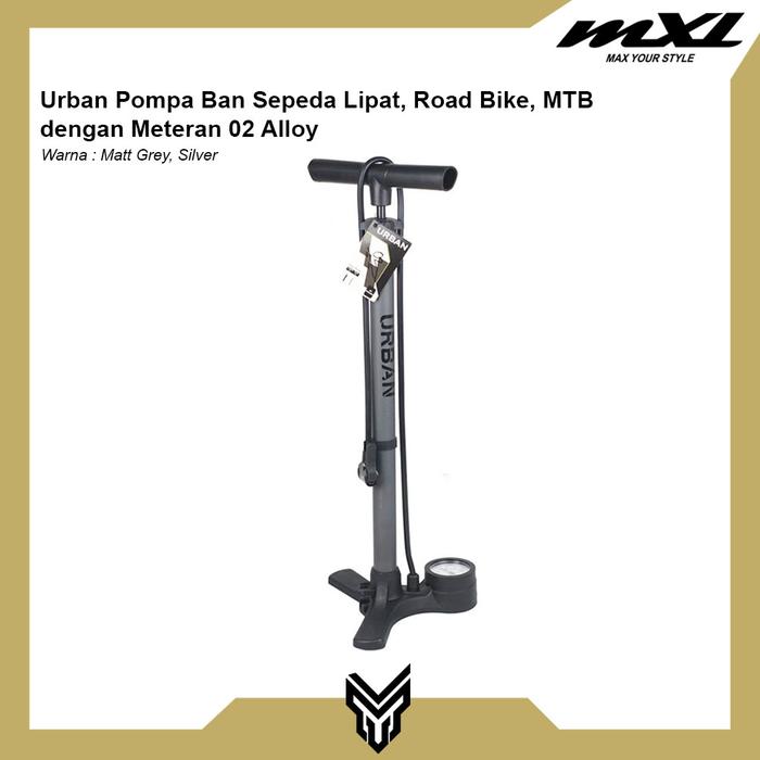 Gambar MXL Pompa Ban Sepeda Lantai Urban 002 dengan Meteran Pump Floor Alloy - Grey dari MXL Sports Indonesia undefined Tokopedia