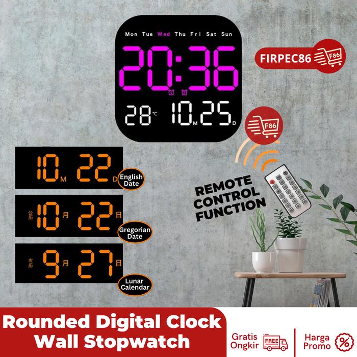 Gambar Jam Dinding Digital LED Layar Besar dan Remote Control Dekorasi - LED UNGU dari FIRPEC86 undefined Tokopedia