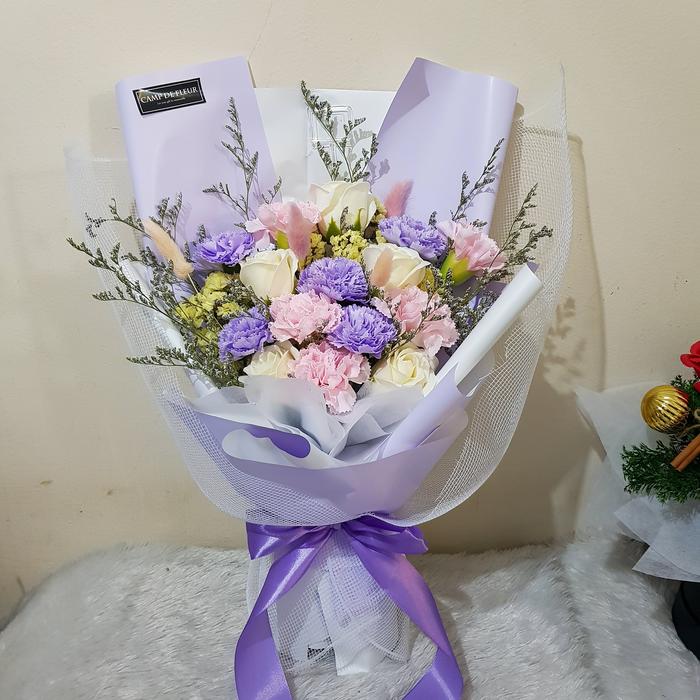Gambar 15Stem Soap Flower Dried Flower Bouquet Buket Bunga Kering Bunga Sabun - RWh+C(Pink+Pur) dari Camp De Fleur undefined Tokopedia