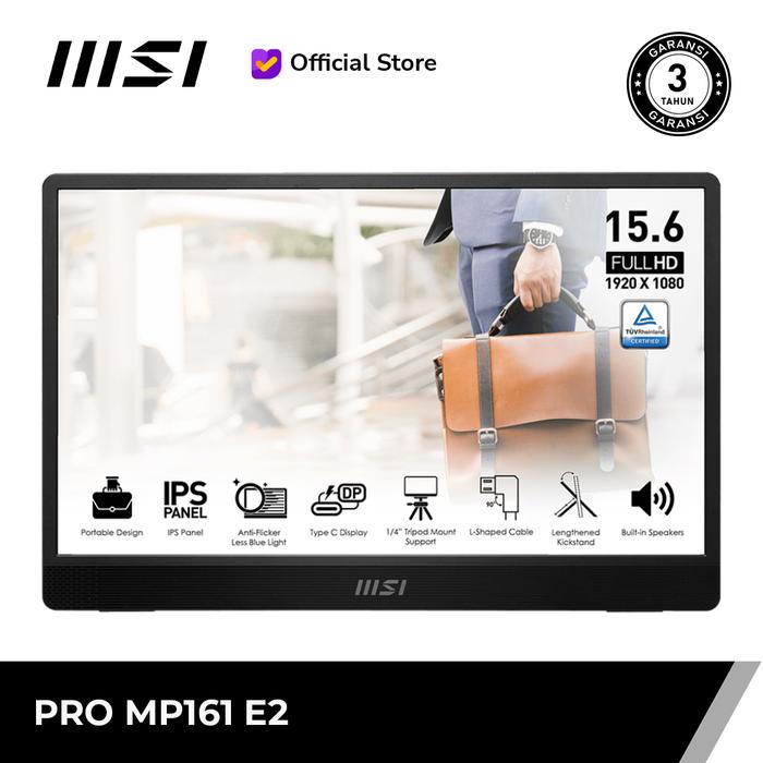 Gambar MSI PRO MP161 E2 PORTABLE MONITOR [1080p, 60Hz] dari MSI Shop ID undefined Tokopedia