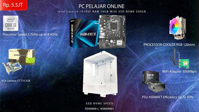 Gambar pc pelajar mahasiswa core i3-10105F RAM 16GB SSD NVME 500GB - Tanpa Monitor, RAM 8+SSD 256 dari scentivaid undefined Tokopedia