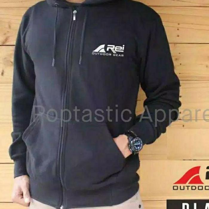 Gambar Jaket Sweater Hoodie Resleting Rei Outdoor Gear - Hitam, M dari Asterr mart undefined Tokopedia