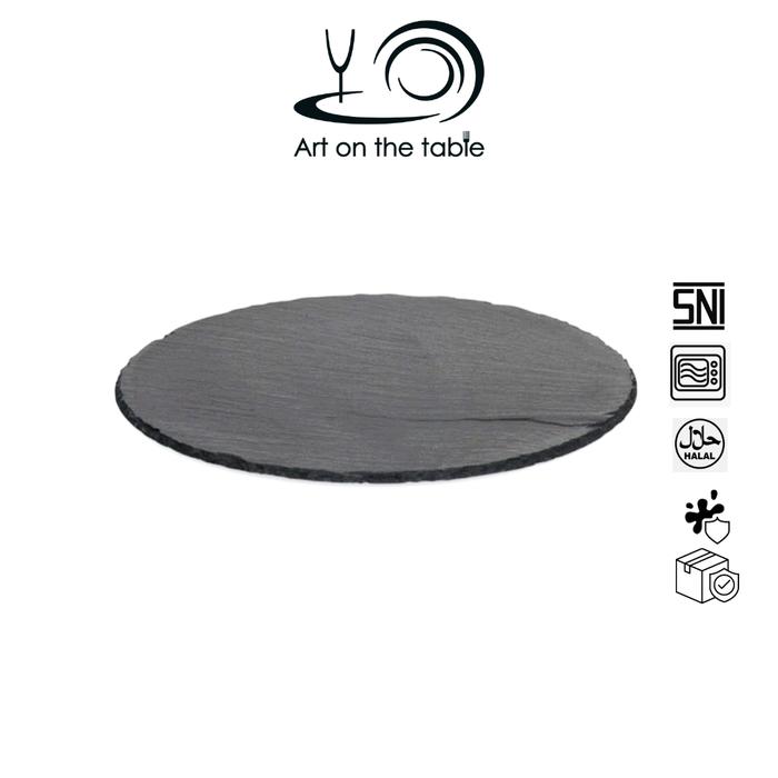 Gambar PIRING MAKAN BATU BENTUK BUNDAR / ROUND SLATE PLATE - 30cm dari Artonthetable undefined Tokopedia