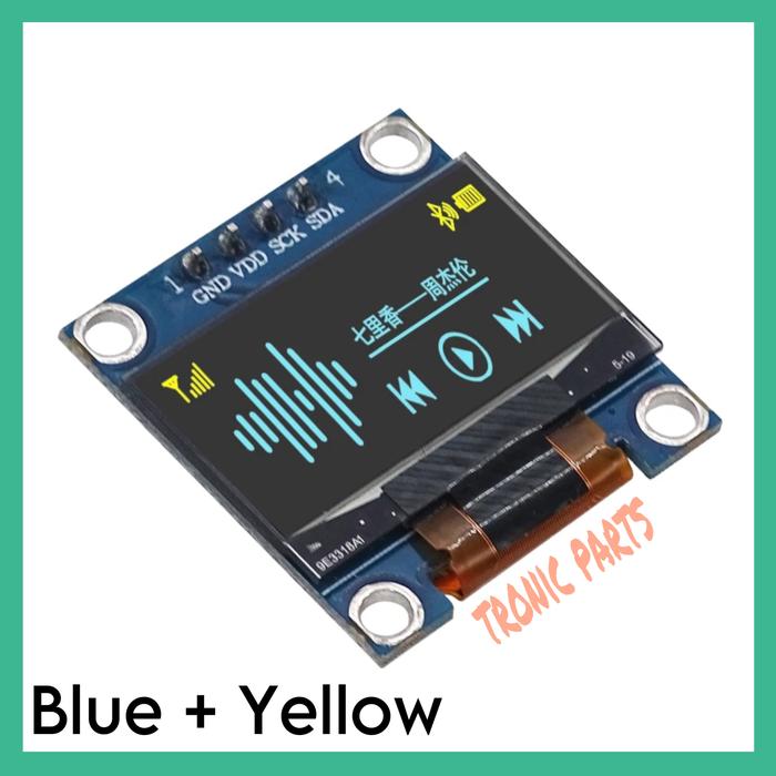 Gambar OLED 0.96 Inch LCD I2C IIC 128x64 4 Pin 12864 Display Module Interface - Kuning+Biru dari Tronic Parts undefined Tokopedia