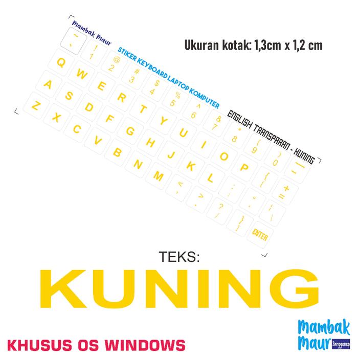 Gambar STIKER KEYBOARD LAYOUT ENGLISH TRANSPARAN - Kuning dari Mambak Maur undefined Tokopedia
