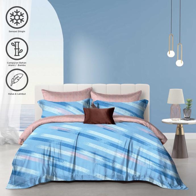 Gambar Sale!! Tomomi - Bed Sheet Set/ Sprei Set Tencel Touch Moji Blue - 120x200x40 dari makanbangshop undefined Tokopedia