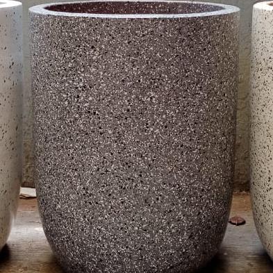 Gambar pot teraco, pot grabah tanah liat motif teraso, pot tabung, pot vas - Abu-abu, 15 x 20 dari Asean Mt64 Bandung undefined Tokopedia