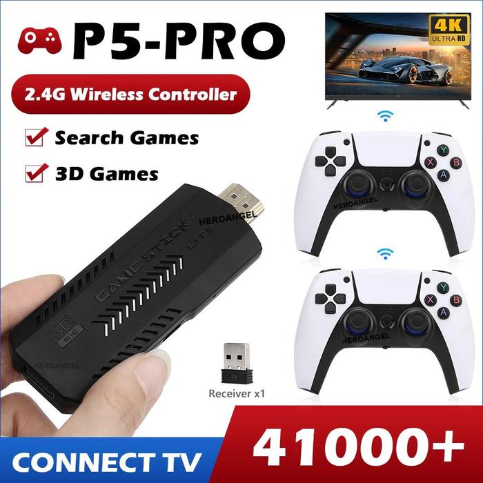 Gambar HOT! P5-Pro 4K GameStick Retro Video Game Console 2.4G Wireless Cont dari Along Rabbit undefined Tokopedia