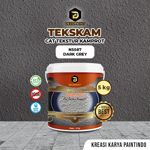 Gambar Cat Dinding Tekstur Kamprot | Tekskam Cat Tekstur Kamprot 5kg - Dark Grey dari Decolour Paint undefined Tokopedia