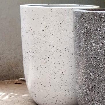 Gambar pot teraco, pot grabah tanah liat motif teraso, pot tabung, pot vas - Putih, 30 x 40 dari Asean Mt64 Bandung undefined Tokopedia