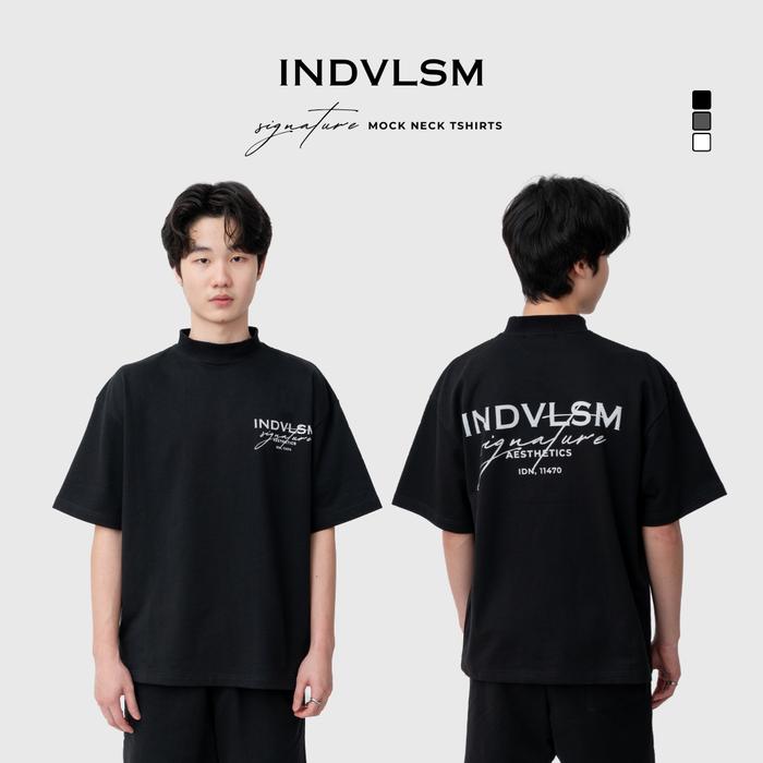 Gambar [INDVLSM] “Signature” Mock Neck Oversized Fit TShirt - BLACK, SIZE1 dari INDVLSM_NEW undefined Tokopedia