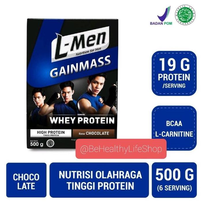 Gambar Susu L-Men Lmen Gain Mass Chocolate Coklat 500 g - Suplemen Penambah - Coklat dari elastoree undefined Tokopedia