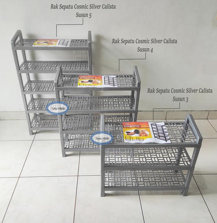 Gambar Rak Sepatu Sandal Plastik Cosmic Calista Susun 3, Susun 4, Susun 5 - Silver, Susun 4 dari Toko HMB undefined Tokopedia