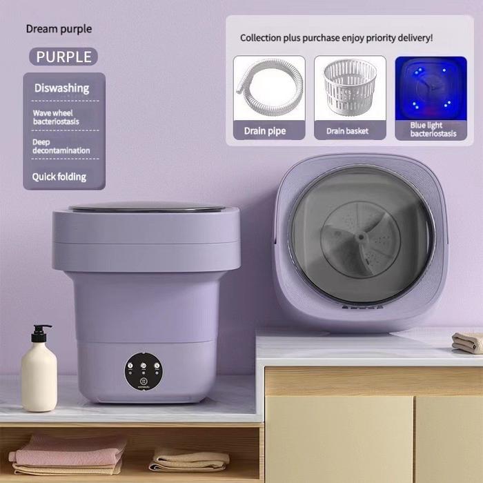 Gambar 8L Mesin Cuci Lipat Otomatis Mesin Pengering Pakaian Washing Machine - Ungu dari A-House undefined Tokopedia