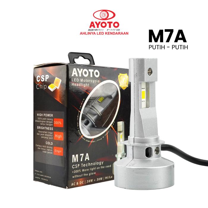 Gambar Lampu LED Motor Matic Bebek AYOTO M7A Hi Low AC DC Watt 38+38 - Putih/Putih dari AyotoLED undefined Tokopedia